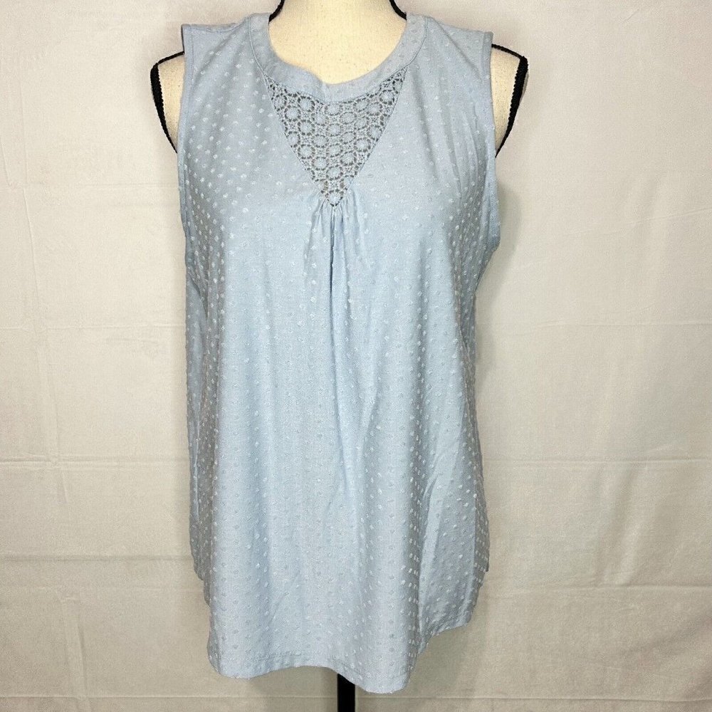 Daniel Rainn Women's Blouse Tank Top Blue Lace Textured Pullover Sz M